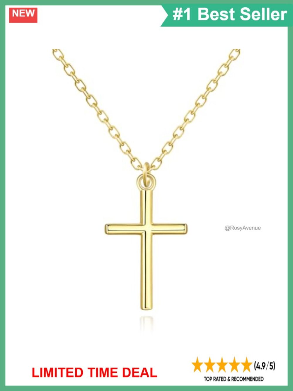 14K Gold Vermeil Sterling Silver Cross Necklace Dainty Durable Everyday Jewelry